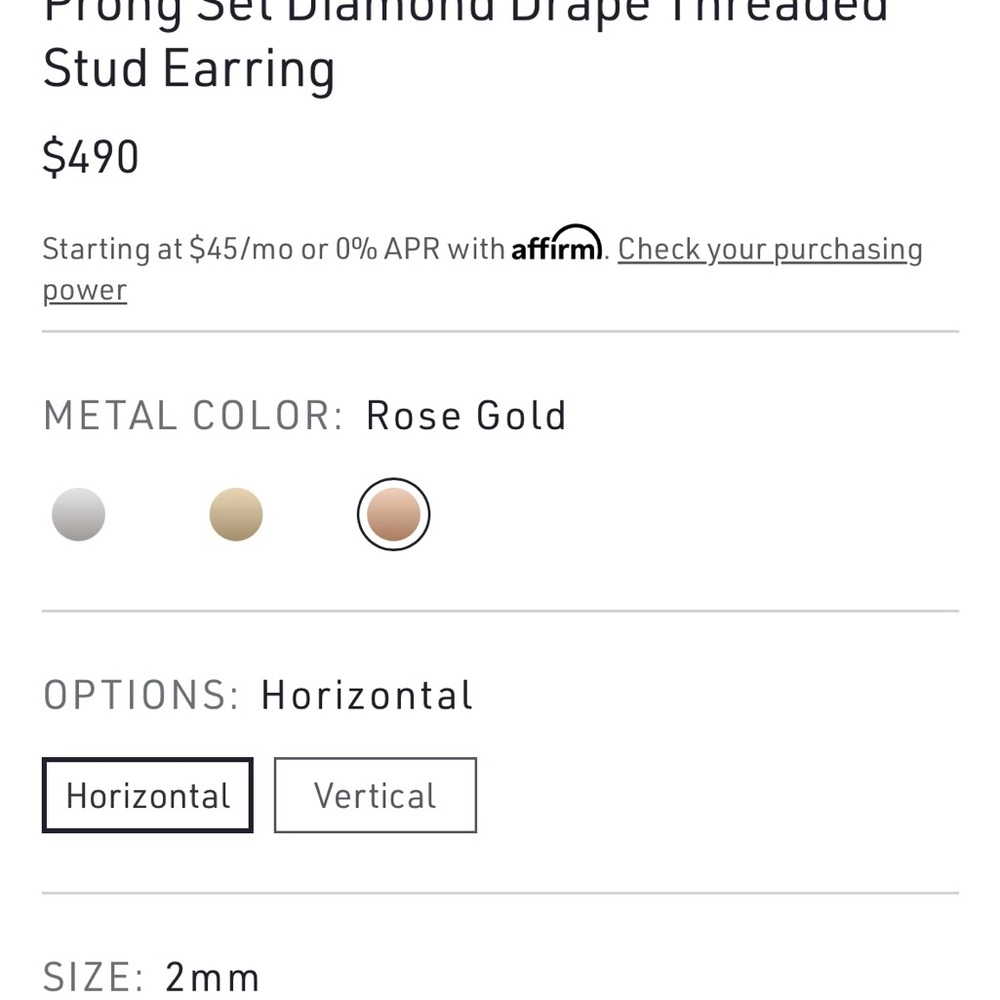 SOLD!! Maria Tash Prong Set Diamond Drape Threaded Stud Earring - Picture 4 of 12